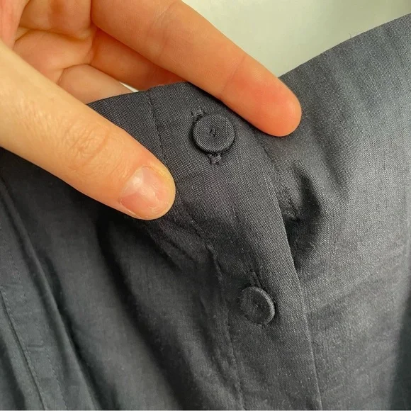 NWT Theory Kayleigh Button Front Mini Dress Navy Blue Sleeveless Linen Blend 0 - Picture 8 of 15